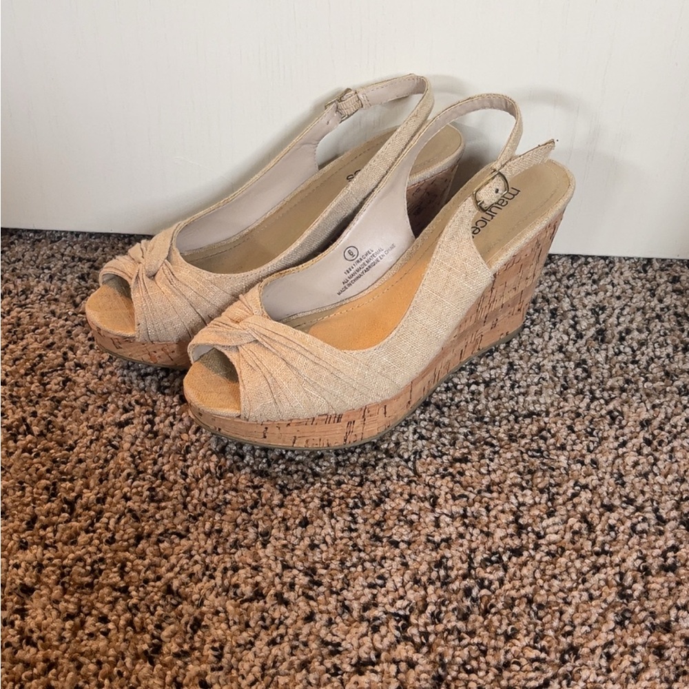 Natural Wedge Slingback Sandals